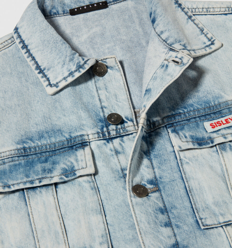 Sleeveless denim jacket with big pockets - boys' outerwear - Light Blue | Sisley Young image number 3